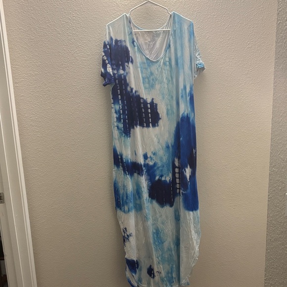 None Dresses & Skirts - Blue Tie-Dye Maxi Dress